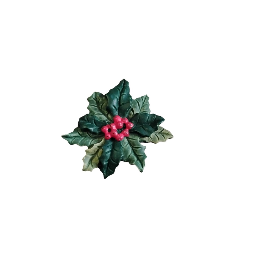 Vintage Hallmark HMK CDS Holly Berry Christmas Pin Brooch Green Red Holiday